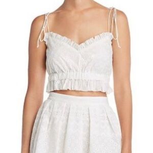 For Love and Lemons Charlotte Lace Eyelet Crop Top